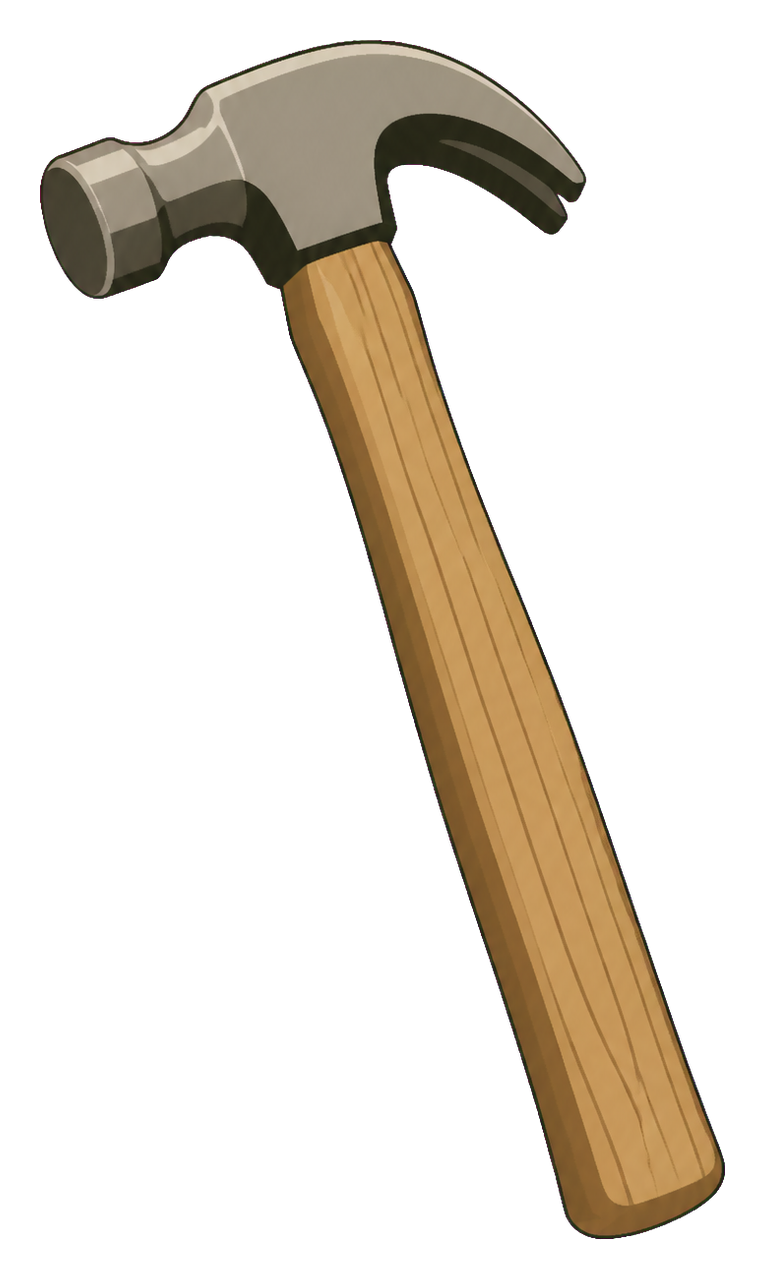 A claw hammer hanging on its painted outline