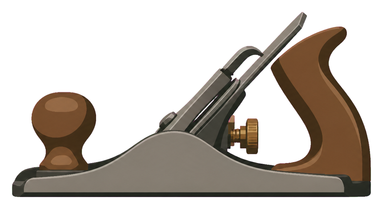 A hand plane hanging on its painted outline